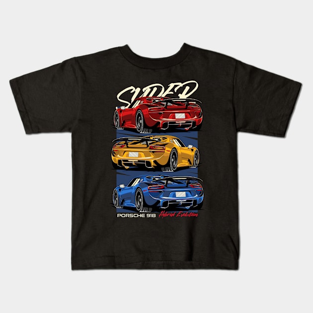 Exotic Porsche 918 Kids T-Shirt by Harrisaputra